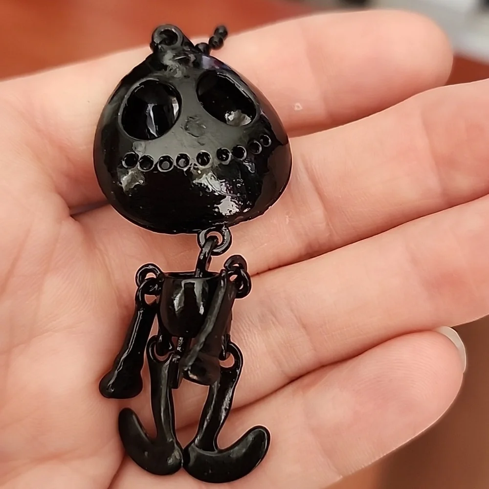 Black Necklace With Jack Skeleton Pendant Necklace